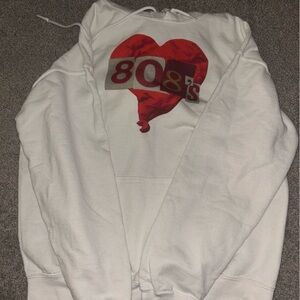 White Hoodie with Red Heart Graphic